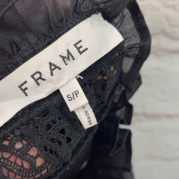 Frame Lace Inset Ruffle Black Mini Dress Size Small - Picture 3 of 6